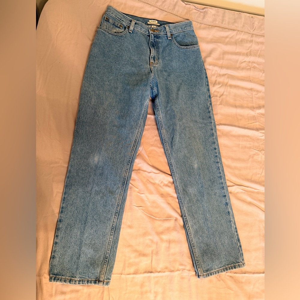 L.L. Bean High-Rise Light Blue Straight Jeans Petite